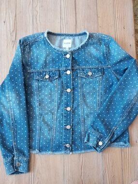 Kensie Blue Polka-Dot Denim Jacket for Kids